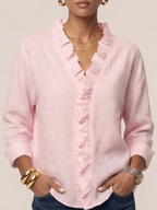 Harper | Women's Ruffle Trim Long Sleeve Blouse