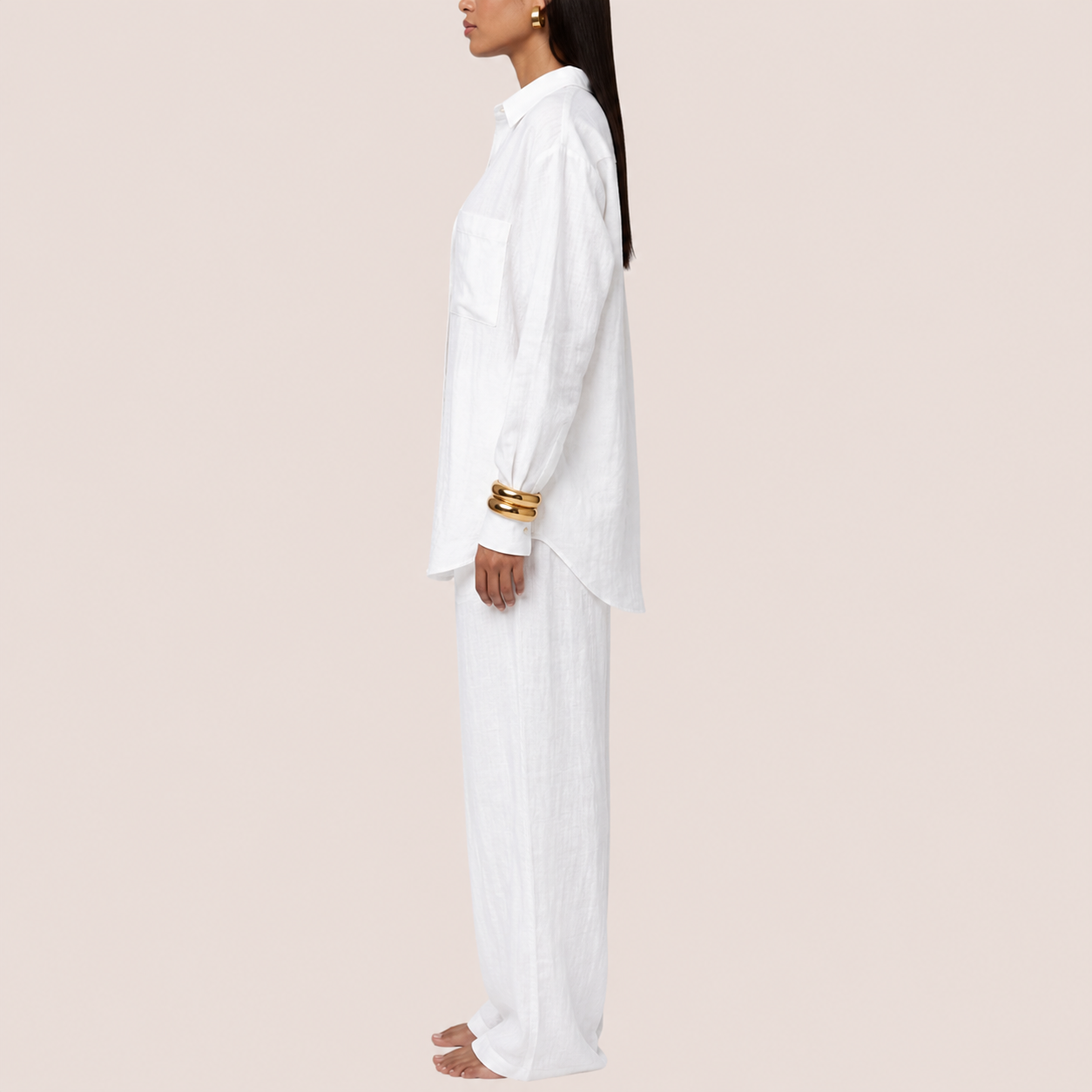 Elle | Women's 2 Piece Long Sleeve Wide Legs Pants Set