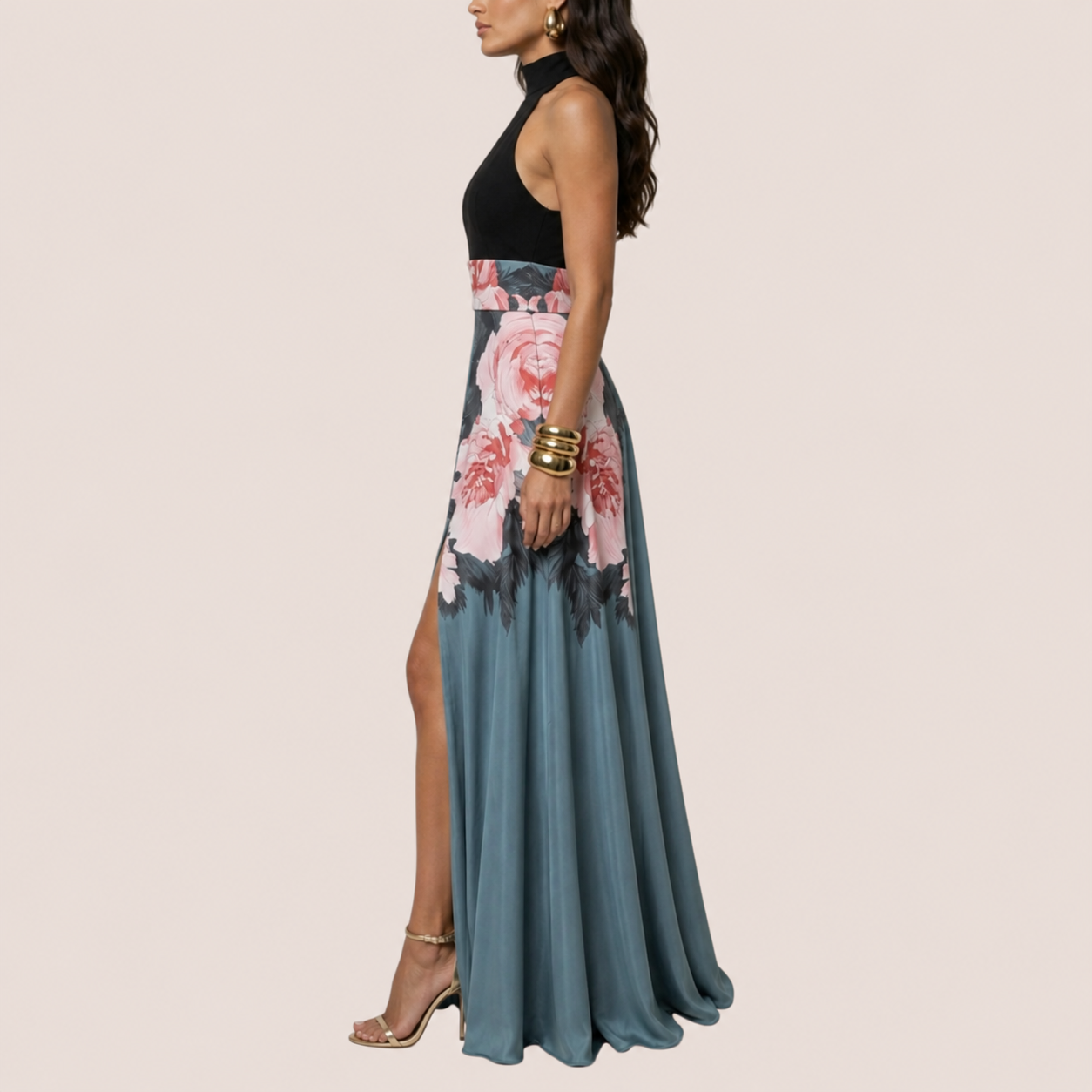 Giselle | Floral Sleeveless A-Line Maxi Dress