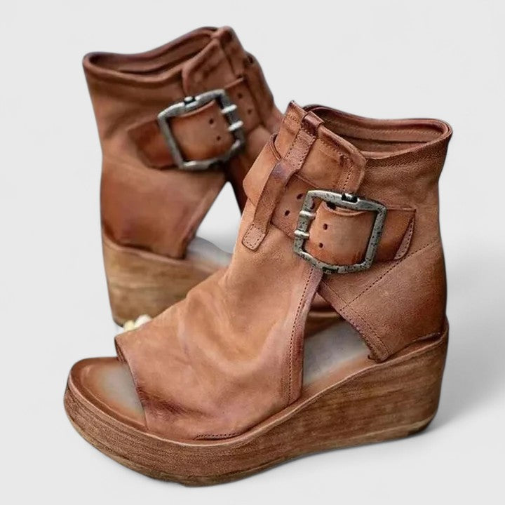 Orthopedic Boho Wedge Open-Toe Booties