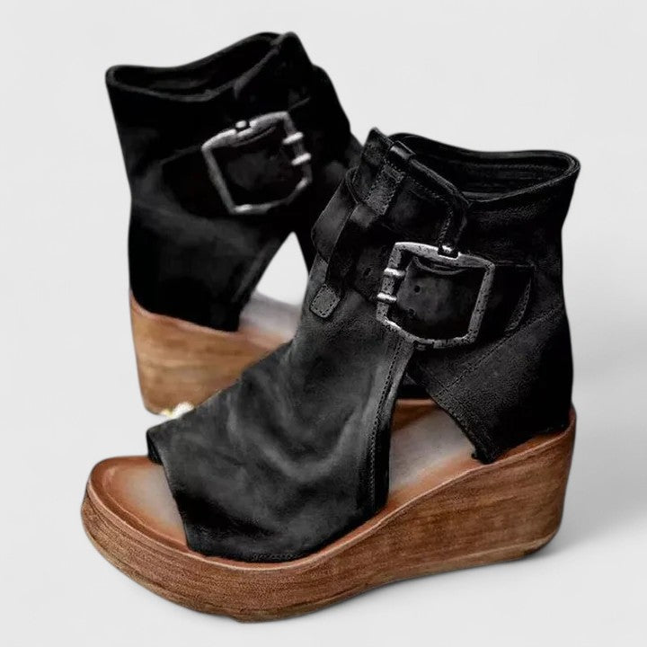 Orthopedic Boho Wedge Open-Toe Booties