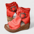 Orthopedic Boho Wedge Open-Toe Booties