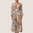 Kate | Women's Floral Long Sleeve Midi Dres