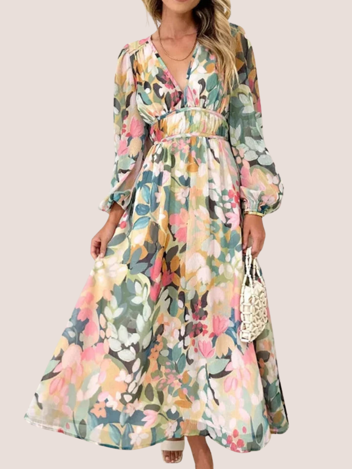 Kate | Women's Floral Long Sleeve Midi Dres