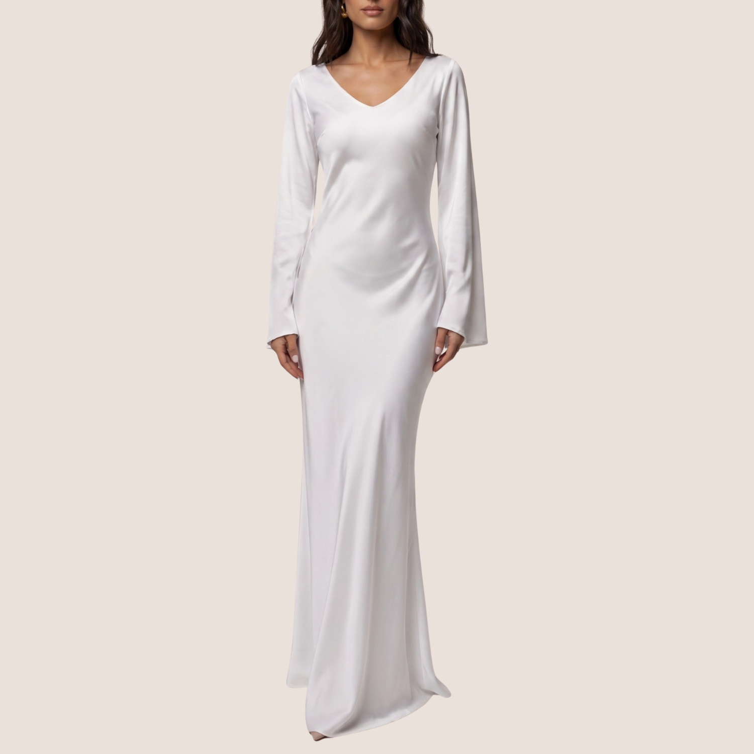 Grace | Women's Satin Long Sleeve Maxi Dress